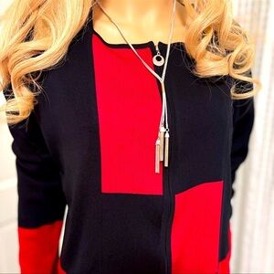 Exclusively Misook Designer Red and Black Blazer New Without Tags Size Large